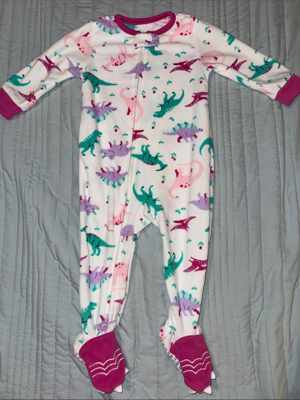 Adorable Fleece Dinosaur Feet Pajamas!